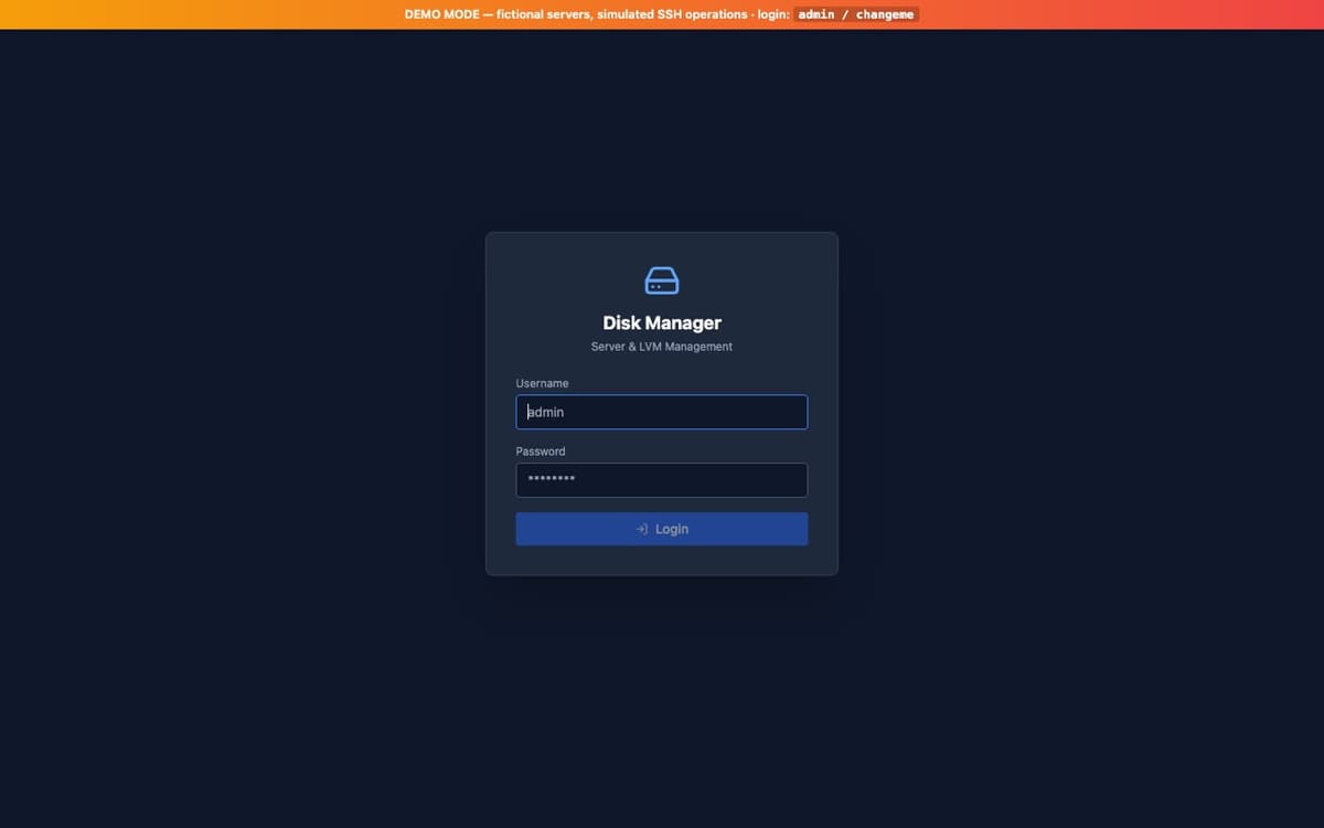 Disk & LVM Manager — Web app sysadmin