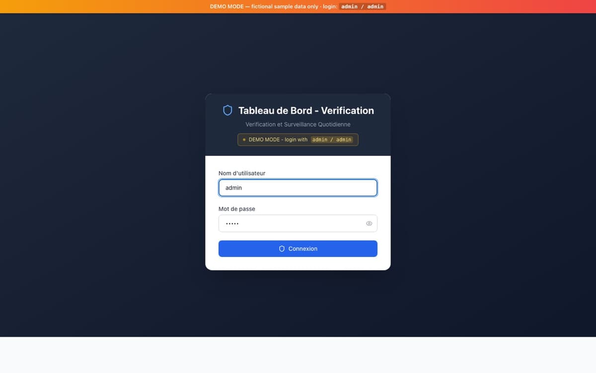 Verif Dashboard — Conformité & audit